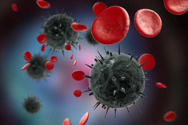Aids HIV Virus 3D Illustration - Photo, Image