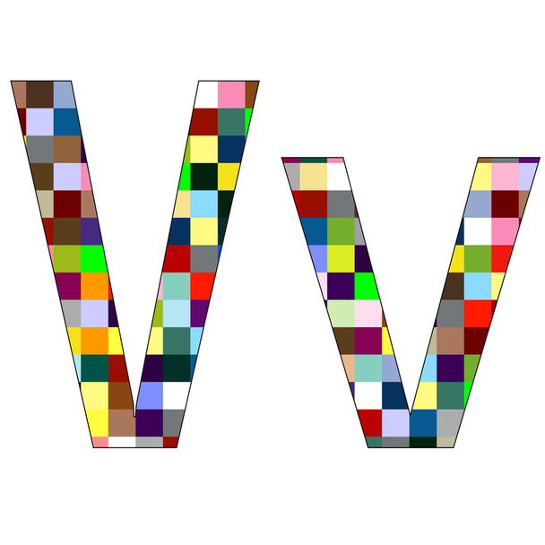 γραμματοσειρά οριστεί 1 γράμμα v απομονωθεί σε λευκό - Διάνυσμα, εικόνα