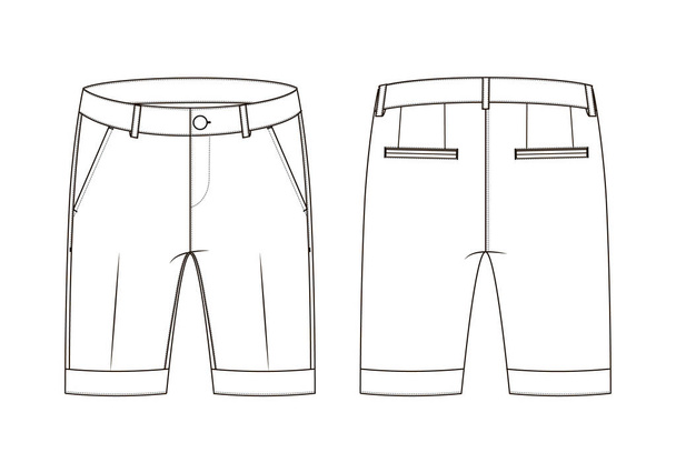 Fashion technical sketch of shorts with cuffs in vector graphic - Vector, Image