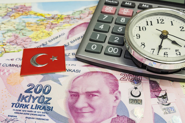 A legmagasabb pénz megnevezések a Török Köztársaság. közelről 200 török líra bankjegyek - Fotó, kép