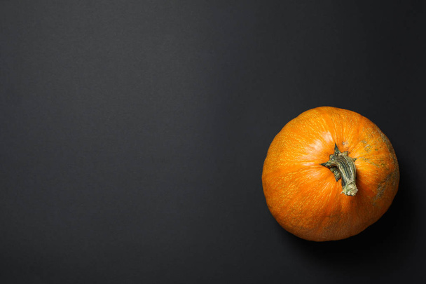 Pumpkin on black background, space for text - Фото, изображение