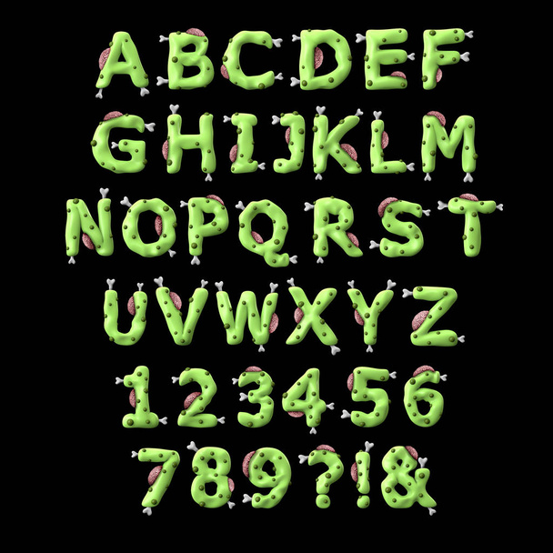 Zombie halloween alphabet. 3D Rendering - Foto, Imagen