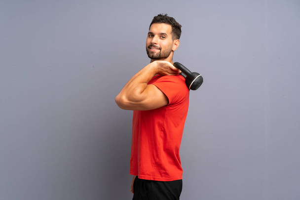 Young sport man making kettlebell - Photo, image