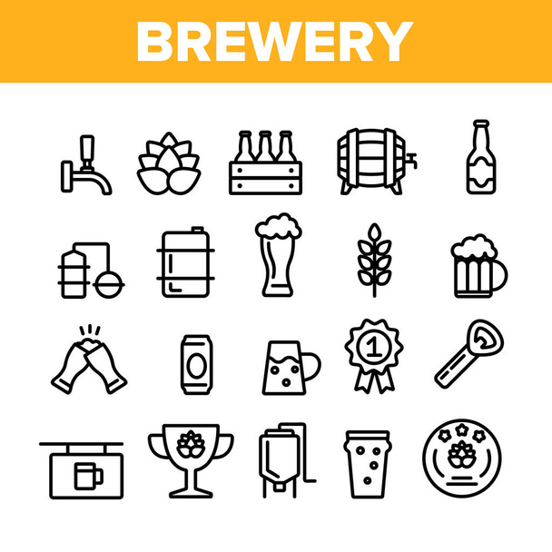 Collection Bière Éléments de brasserie Ensemble d'icônes vectorielles
 - Vecteur, image