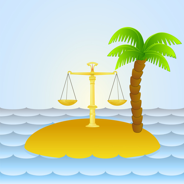 Lonely Island tatil ağırlık özgürlük vektör ile - Vektör, Görsel