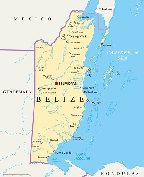 Belize politieke kaart - Vector, afbeelding