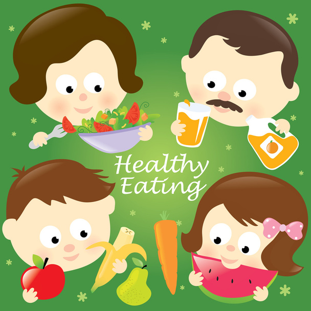 Healthy eating family - Vector, Image