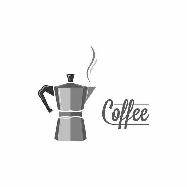 Kávé pot logó. Kávéfőző fehér alapon - Vektor, kép