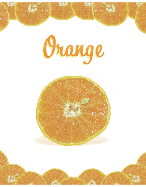 フレームの周りにオレンジ色をスライス - 写真・画像