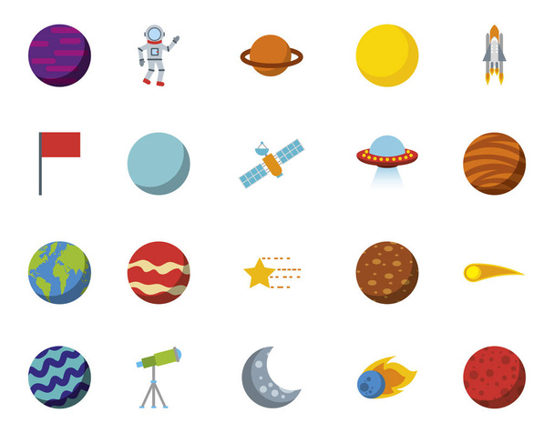 bundle of planets and space icons - Vector, Image