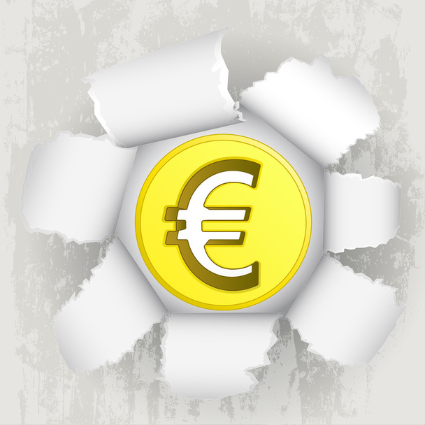revelación de papel desgarrado de oro euro moneda vector
 - Vector, imagen