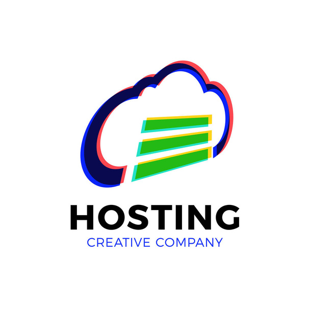 Cloud φιλοξενίας διακομιστή αποθήκευσης πρότυπο σχεδίασης λογότυπου υπολογιστή - Διάνυσμα, εικόνα