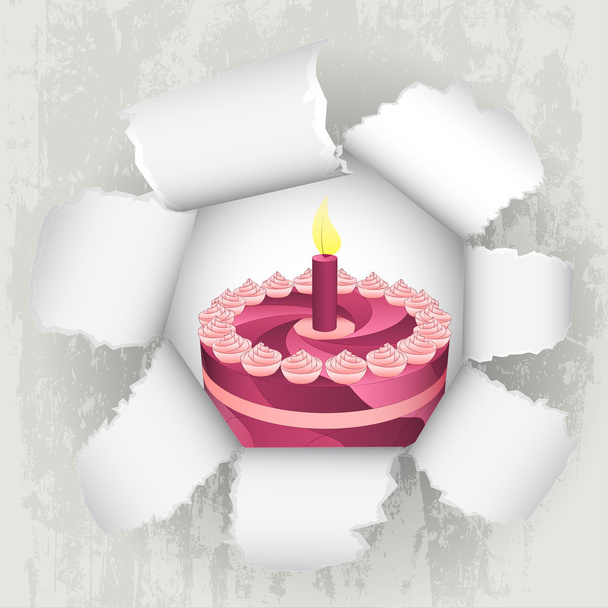 revelación de papel desgarrado de pastel de cumpleaños vector
 - Vector, imagen