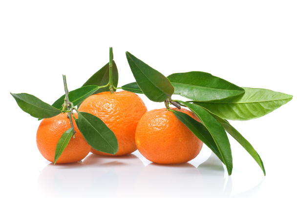 Tangerines with green leaves - 写真・画像