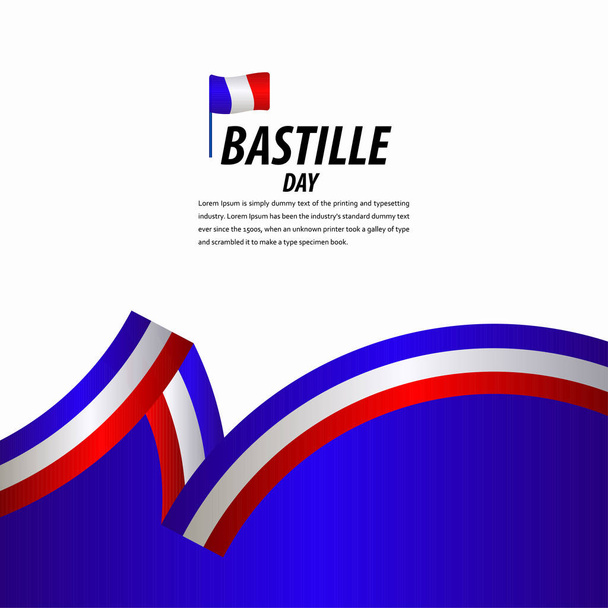 Happy Bastille Day Celebration, Poster, Ribbon banner vector template design illustration - Vector, Image