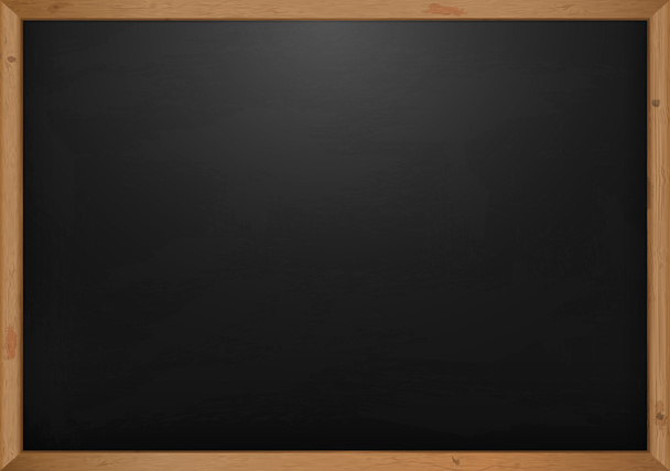 Black Chalkboard With Spot Light And Wooden Frame - Vector, Image