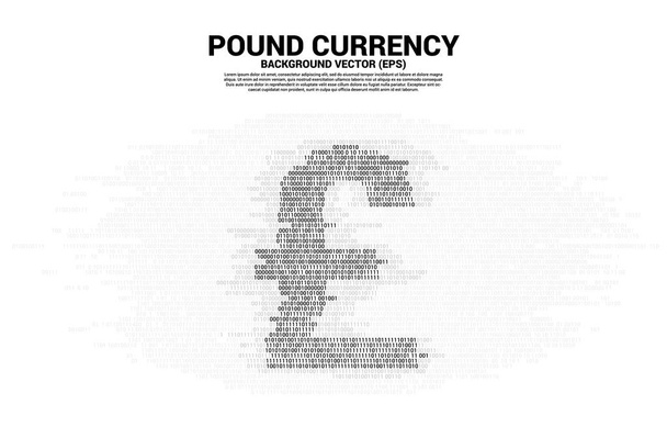 Vektor-Pfund Sterling-Währungsgeld mit einem und null binären Code-Ziffernmatrix-Stil. Hintergrundkonzept für elektronisches Geld und digitales Banking - Vektor, Bild