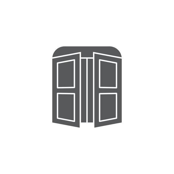 Символ вектора открытой двойной двери изолирован на белом фоне
 - Вектор,изображение