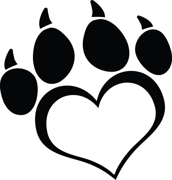 Black Love Paw Print With Claws - Photo, Image