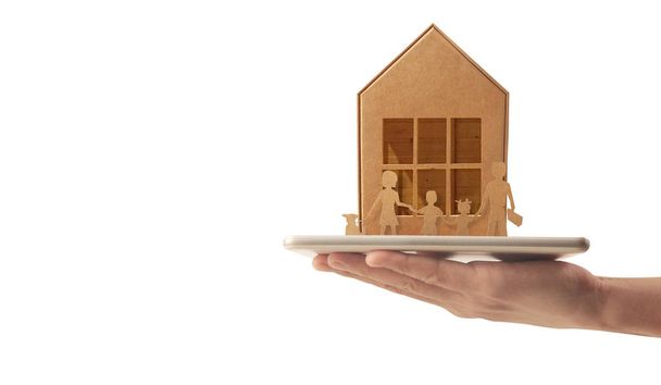 Wooden toy house. Mortgage property home concept. Buying house  - Photo, Image