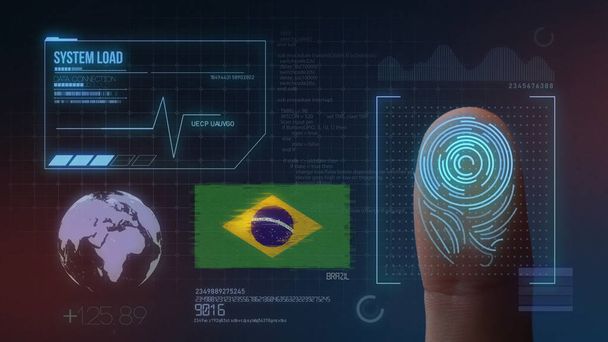Parmak Izi Biyometrik Tarama Tanımlama Sistemi. Brezilya Na - Fotoğraf, Görsel