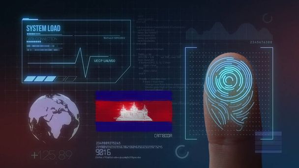 Parmak Izi Biyometrik Tarama Tanımlama Sistemi. Kamboçya  - Fotoğraf, Görsel