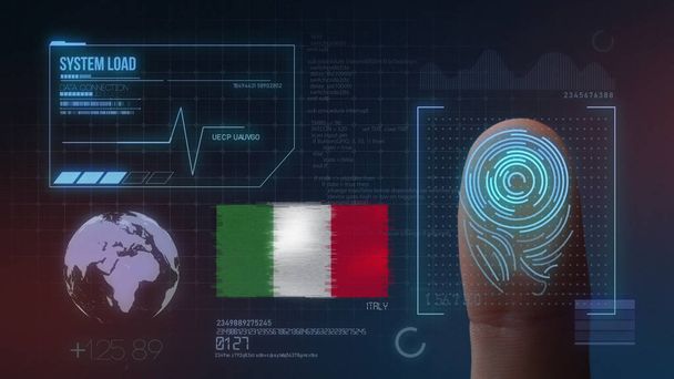 Odcisk palca biometryczny system identyfikacji skanowania. Włochy NAT - Zdjęcie, obraz