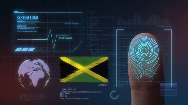 Parmak Izi Biyometrik Tarama Tanımlama Sistemi. Jamaika N - Fotoğraf, Görsel