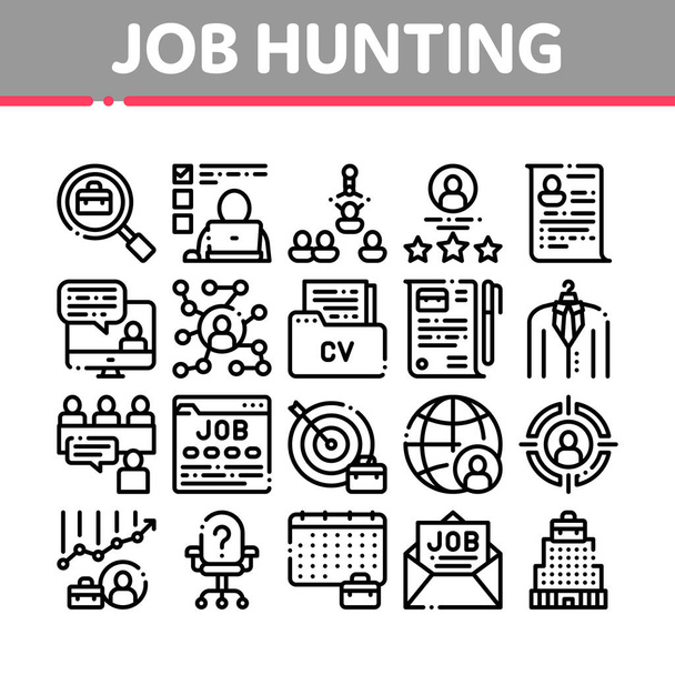 Job Hunting Coleção Elementos Conjunto de ícones vetoriais - Vetor, Imagem