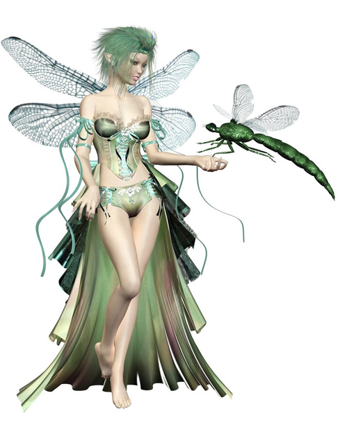 groene dragonfly fairy - Foto, afbeelding