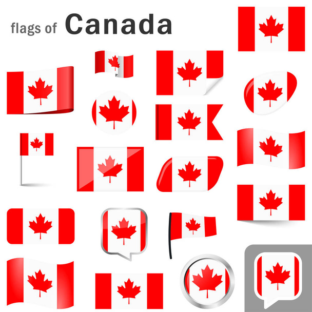 σημαίες με χρώματα χώρας του Καναδά - Διάνυσμα, εικόνα
