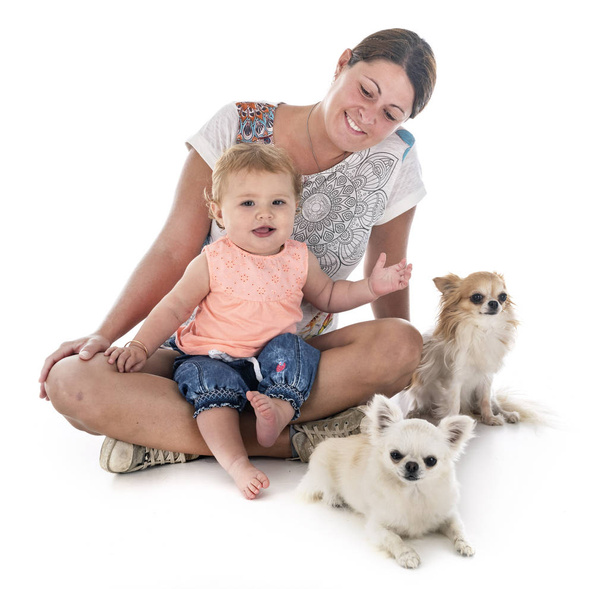 ребенок, мать и собака
  - Фото, изображение