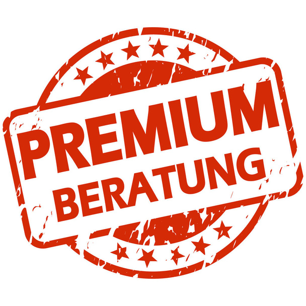 punainen leima ja Banner premium konsultointi (saksaksi
) - Vektori, kuva