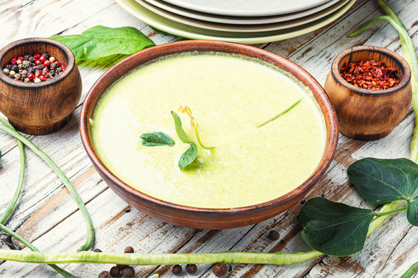 Green asparagus bean soup - Photo, image