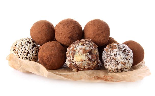 Tasty sweet truffles on white background - Photo, Image