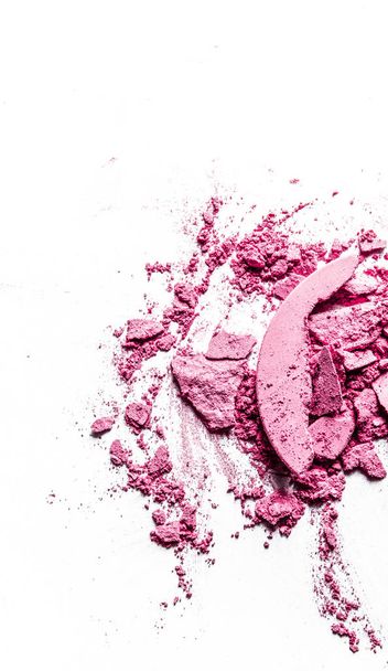 Crushed eyeshadows, lipstick and powder isolated on white backgr - Photo, Image