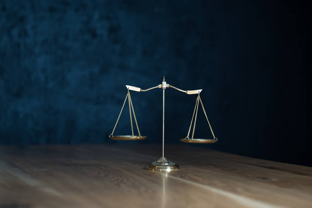 Law and Justice, scales on wooden table. - Photo, Image