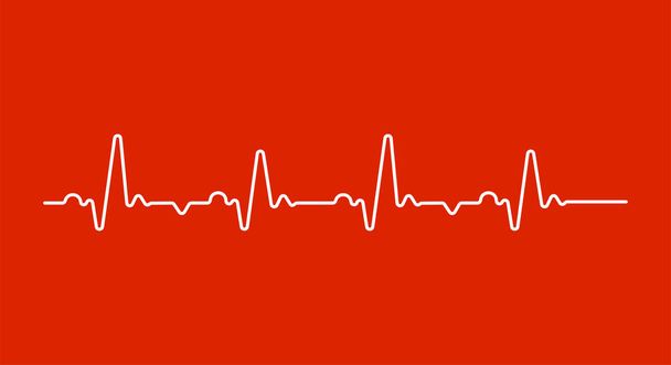 Heart beat monitor pulse line art icon for medical apps and websites. breathing and alive sign red love heart. - Vector, Image