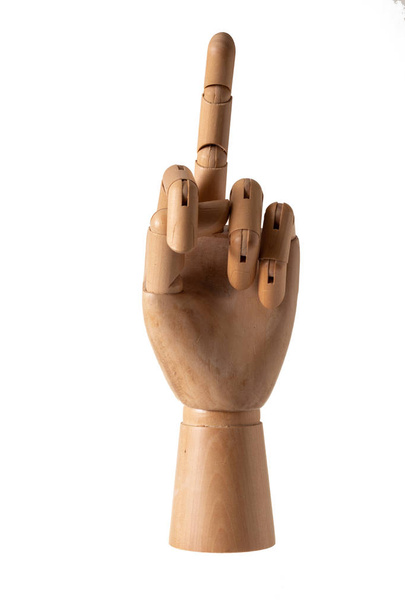 wooden hand on white background with clipping path - Foto, Imagem