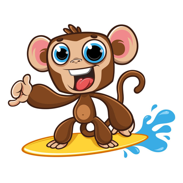 Surfing Happy monkeys emotions - Vector, Image