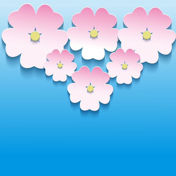 Abstract floral background with 3d flowers sakura - ベクター画像