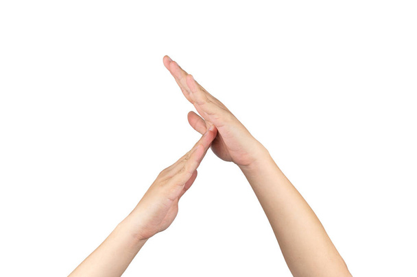 TimeOut signe et simbol de la main humaine asiatique avec isolat blanc
 - Photo, image