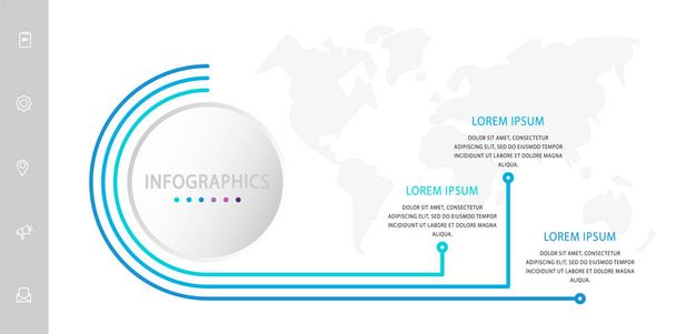 Vektor minimalistische Infografik-Vorlage mit Kreis. Geschäftliches geometrisches Konzept mit 3 Optionen. verwendet als Leerraum für Inhalte, Schritt für Schritt, Zeitachse, Workflow, Etikett, Präsentation, Diagramm, Flyer - Vektor, Bild