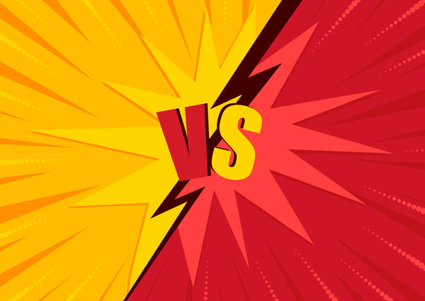 Versus Letters Or VS Battle Fight Competition. Cute Cartoon Style. Pink  Yellow Background Template. Sunburst With Ray Of Light. Starburst Effect.  Flat Design. Vector Illustration Royalty Free SVG, Cliparts, Vectors, and  Stock