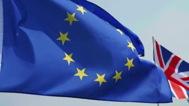 Zbliżenie flagi Europejskiej - Materiał filmowy, wideo