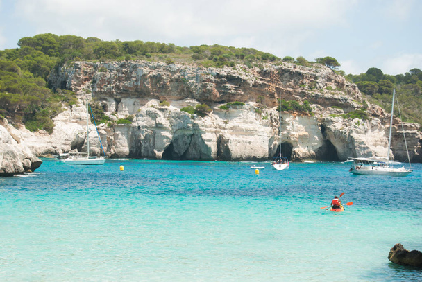View on the Minorca sea and cliff with caves - Photo, Image