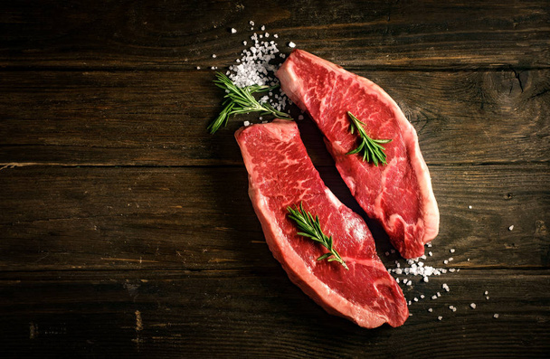 raw Picanha steak on wooden background in rustic style - Photo, Image