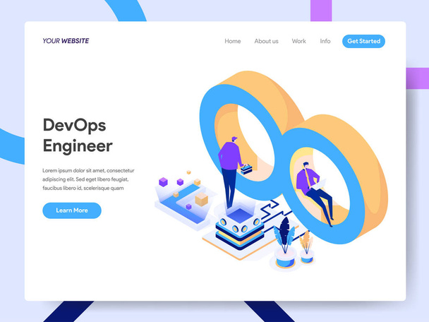 Landing page template of Development and Operations Engineer Iso - Vector, Image