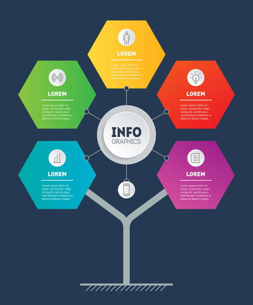 Web Template of tree, info chart or diagram. Infographic of technology or education process with four or eight steps. Brochure design template. Business presentation concept   - Vektori, kuva