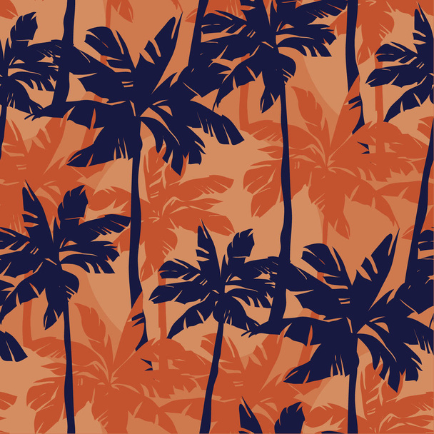 Palm silhouette laconic tropical seamless pattern - Vector, Image